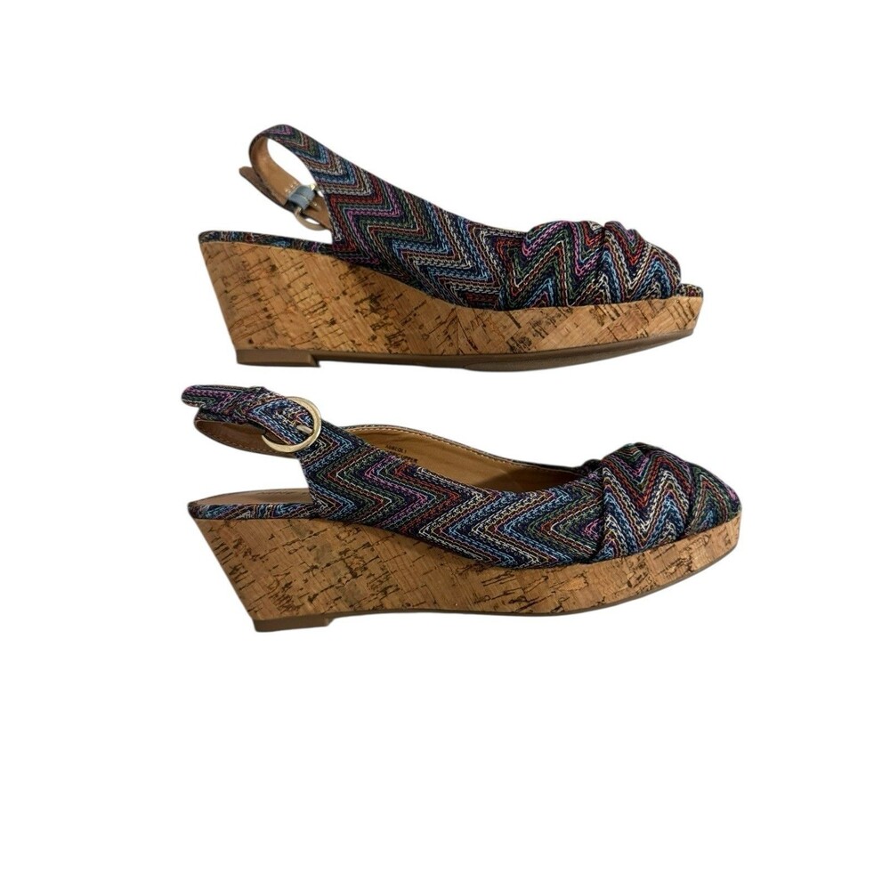 EUC Nine West ABBE Boho Cork Wedge Sandal Size  5 1/2 M Woven Hippie